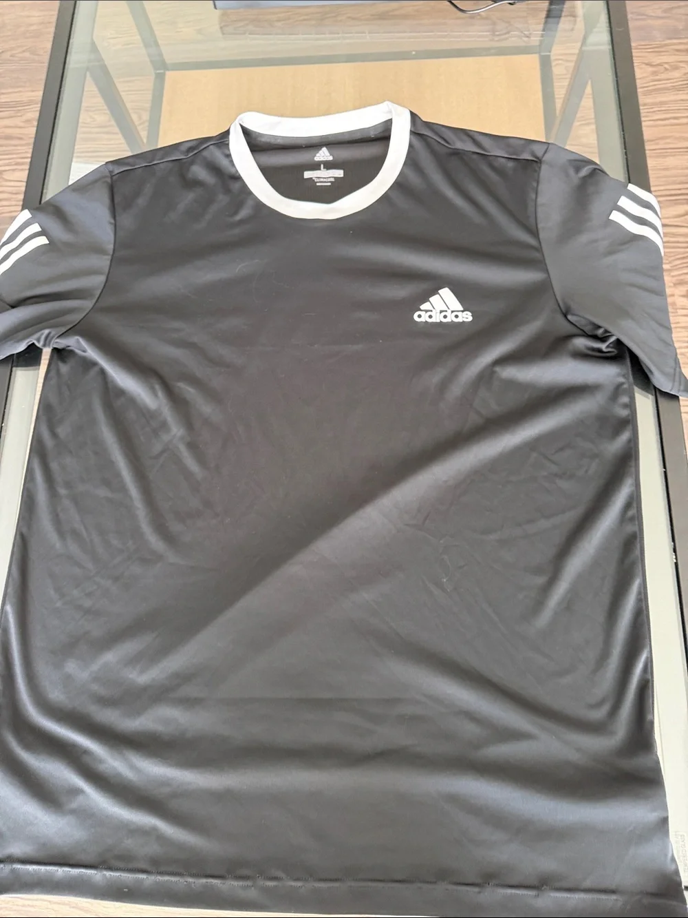 adidas Black Short-Sleeve Athletic Polo with White Accents